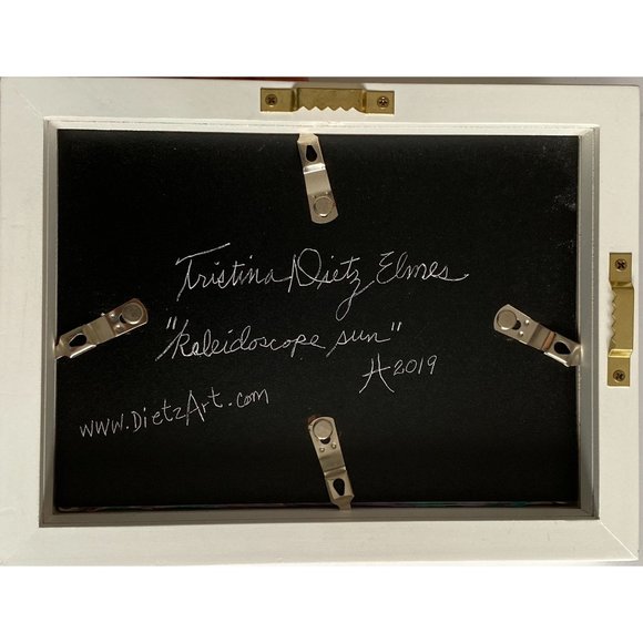 Original Art “Kaleidoscope Sun” Mixed Media Artwork Painting Framed 8"x6" - Picture 5 of 5